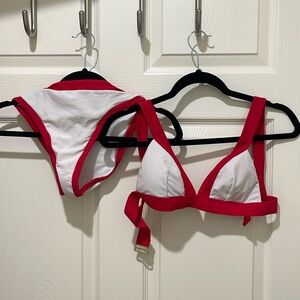 White Bikini with red lining | hollister